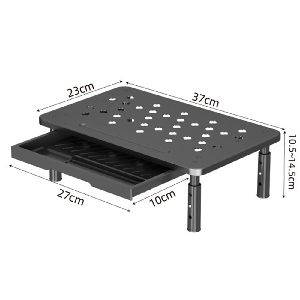Adjustable Monitor Stand Riser with Drawer Storage Metal Desk Organizer
