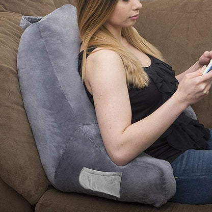Backrest Pillow Neck Lumbar Support Chair Cushion with Arms Grey