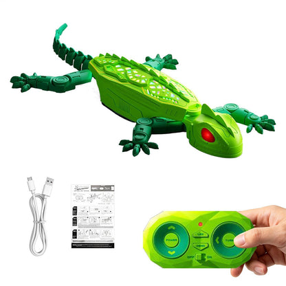 Remote Control Wall Climbing Gecko Toy with LED Lights - Green