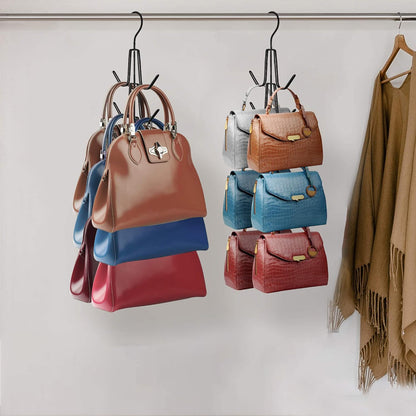 Set of 2Pcs Metal Purse Hanger Organizer for Closet Space Saving Hook Black