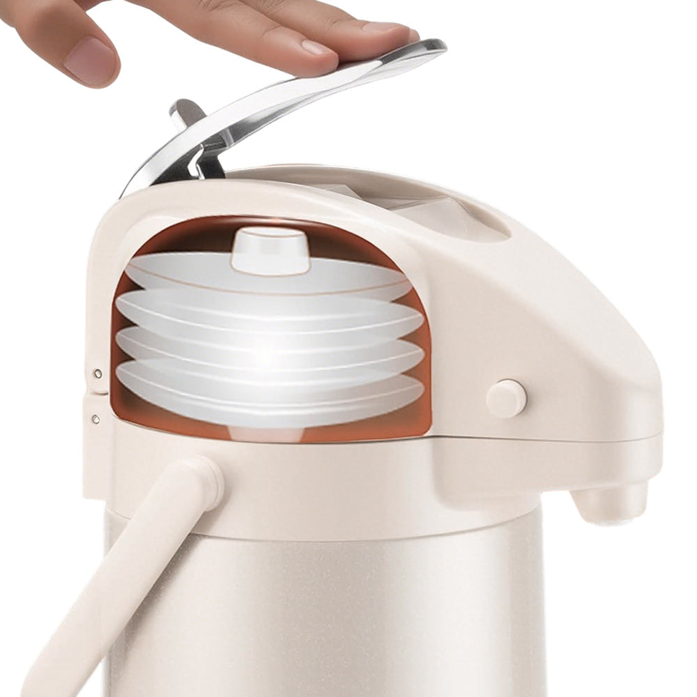 3L Stainless Steel Vacuum Insulated Water Dispenser Pump Flask Hot Cold Beverage Server-White