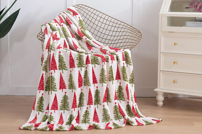 Breathable Christmas Blanket Elegant Comfort Luxury Velvet Fleece Christmas Tree Blanket Cozy Throws for Winter Bedding-Christmas Tree