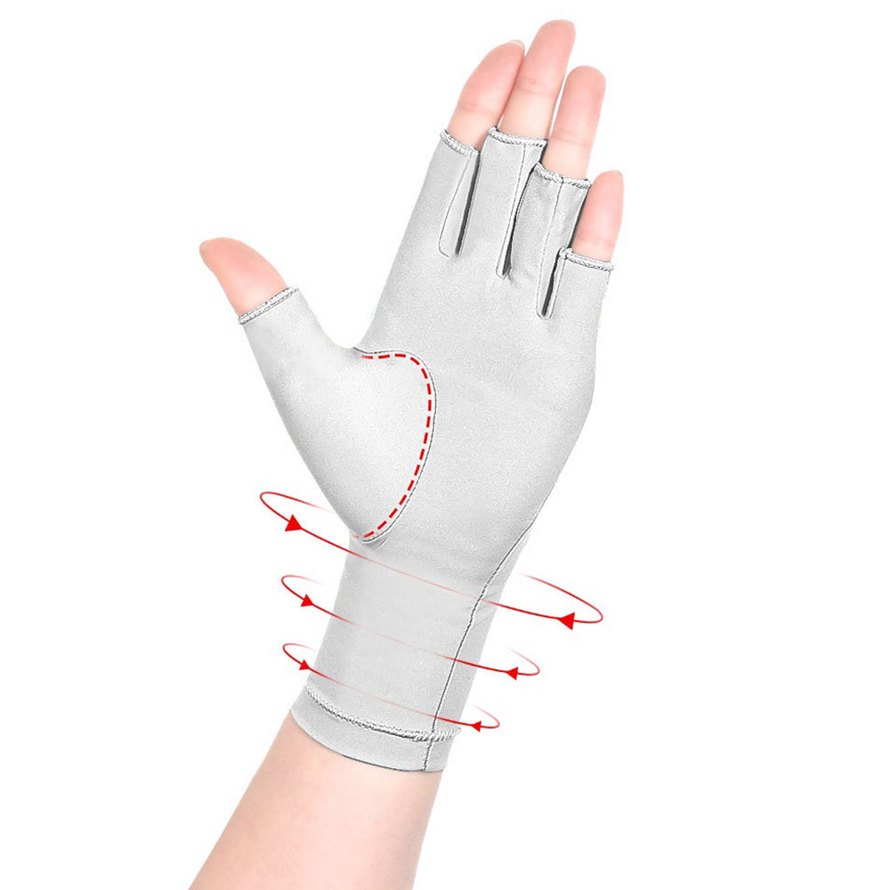 Half Finger Compression Gloves ââ‚?Carpal Tunnel & Joint Support for Typing White