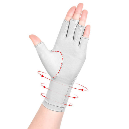 Half Finger Compression Gloves ââ‚?Carpal Tunnel & Joint Support for Typing White