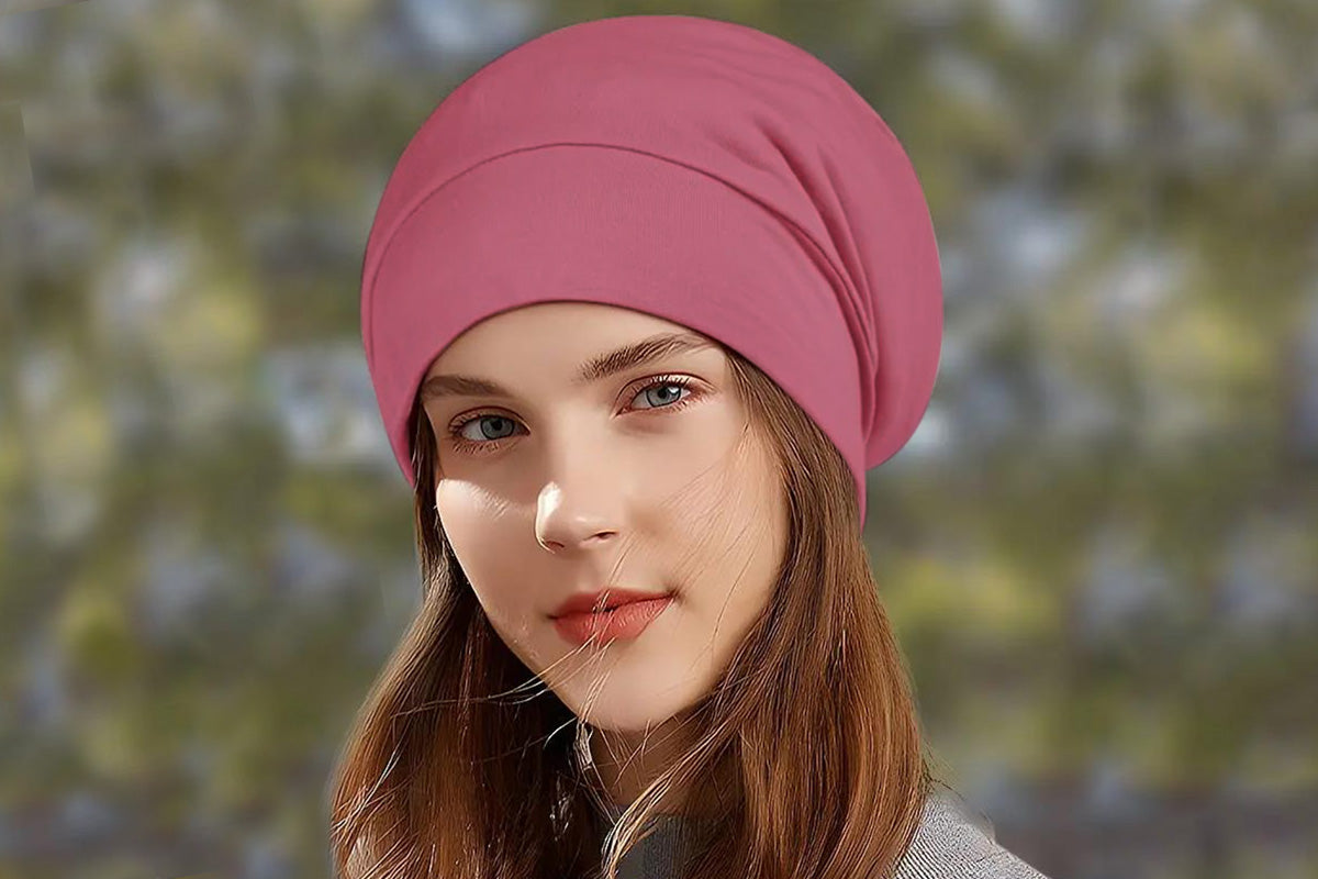 Sleeping Bonnet Hair Wrap Satin Cap Adjustable Night Soft Hat Headwear-Rose Red