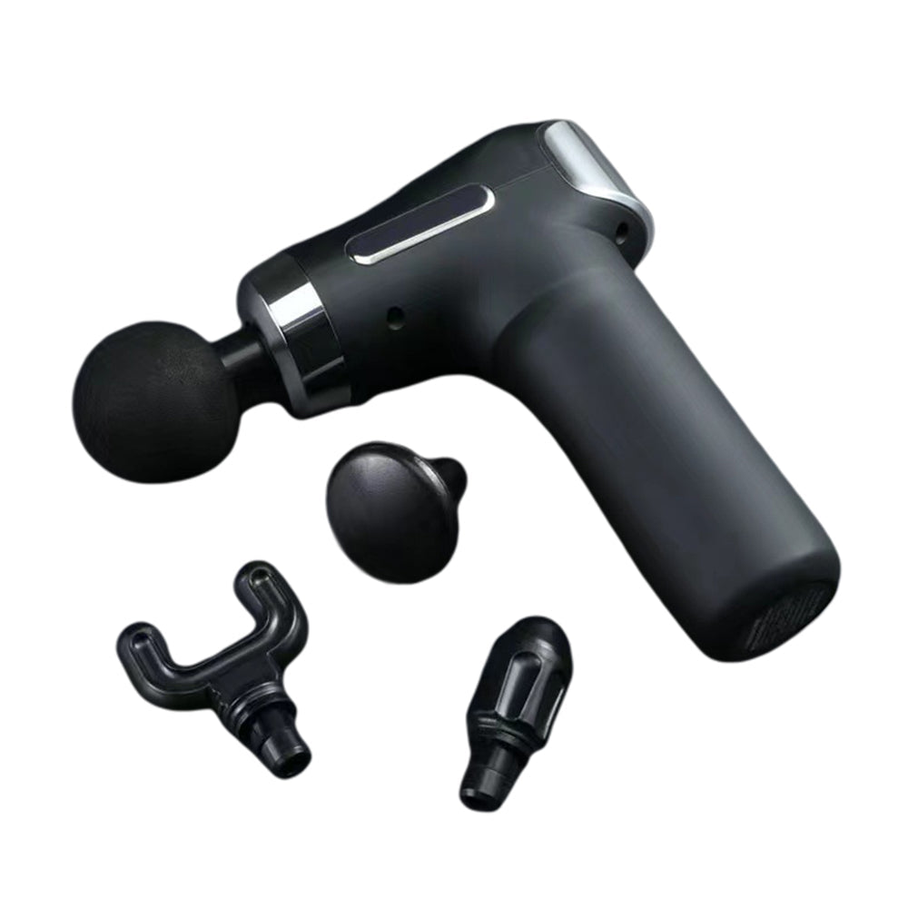 Portable Black Mini Muscle Massage Gun with Four Heads
