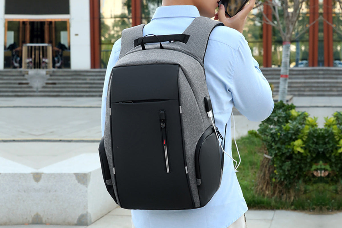 Travel Laptop Backpack with USB Port School Bookbag Fits 15.6 Inch Laptop-Grey