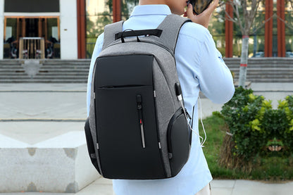 Travel Laptop Backpack with USB Port School Bookbag Fits 15.6 Inch Laptop-Grey