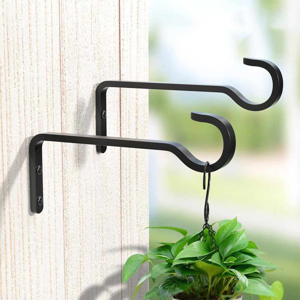 2Pcs Rustproof Iron Plant Hooks for Wall Outdoor Bird Feeder Planter Baskets Hanger
