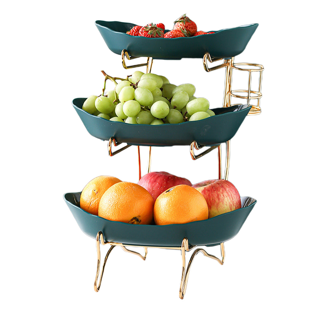 3-Tier Fruit Serving Tray Set Tiered Fruit Wooden And Iron Frame Display Stand-Style 6