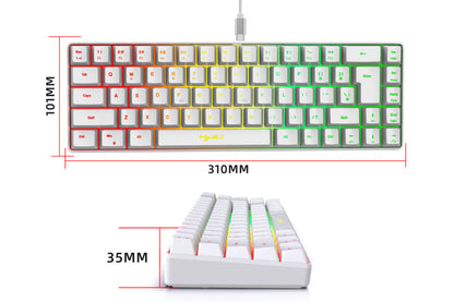 Mini Gaming Keyboard and Mouse Combo Wired K68 RGB Streamer Mini Gaming Keyboard Membrane Keyboard-White