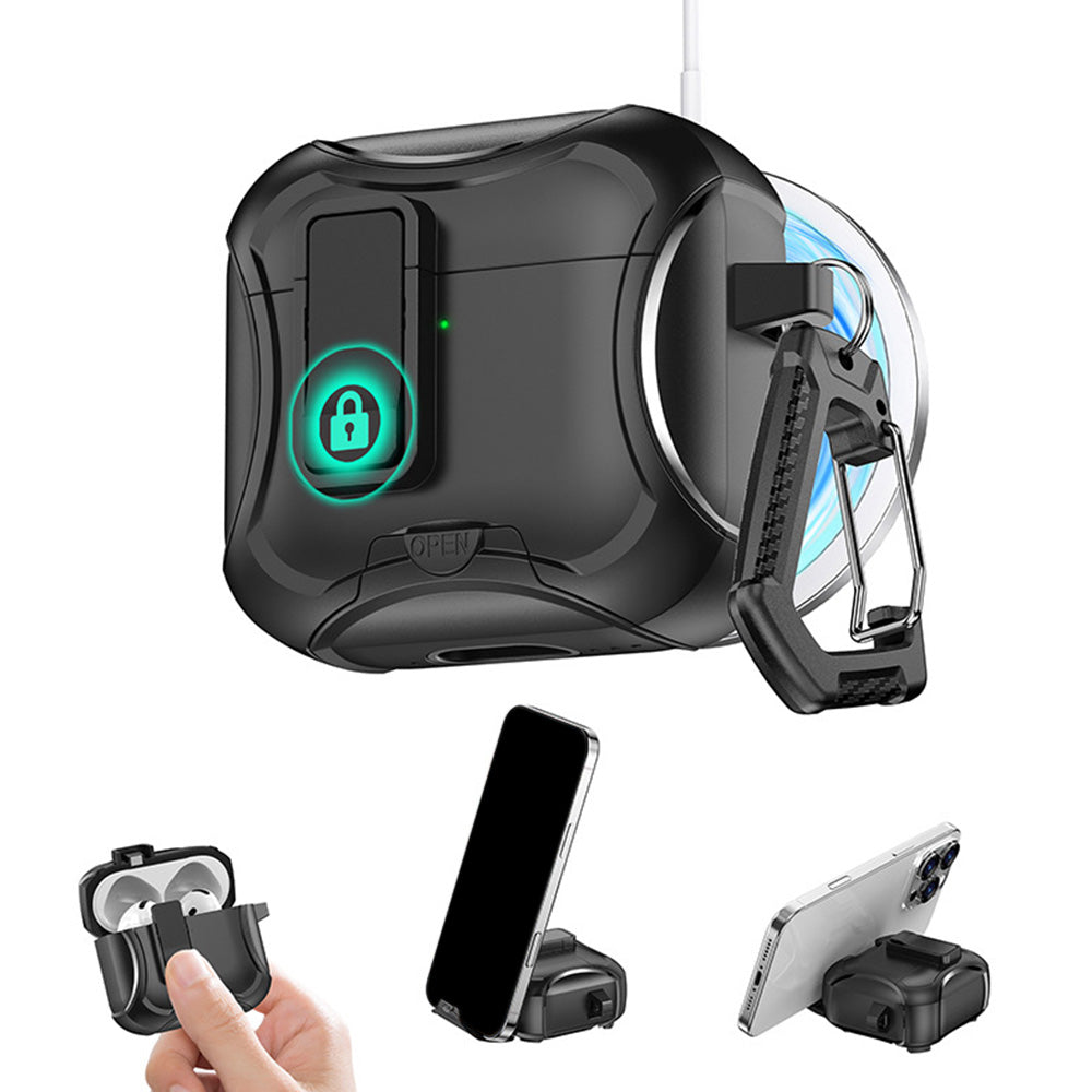 Protective Case For AirPods With Stand Support MagSafe Wireless Charging-Black
