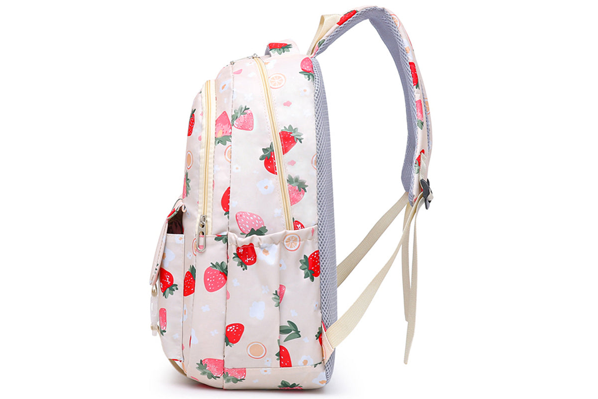 3Pcs Set Kids Backpack With Lunch Bag Pencil Bag Nylon Lightweight School Backpack-Beige