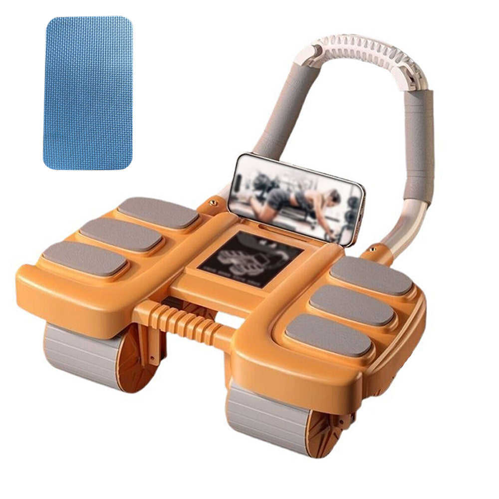 4-Wheel Automatic Rebound Ab Roller with Elbow Support Ab Exercise Machine Orange