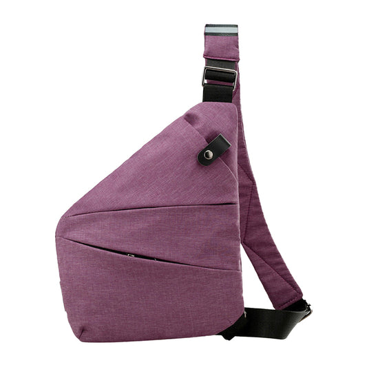 Men Anti-Theft Chest Pack Right Shoulder Sling Bag Travel Sports Crossbody Bag Purple