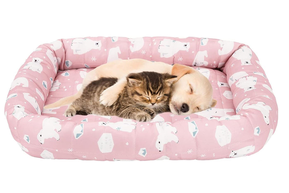 Pet Dog Cooling Mat Small Animal Pet Washable Summer Pad Blanket Breathable Cat Kitten Hamster Soft Bed-Pink
