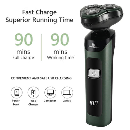 4-in-1 Electric Razor USB Rechargeable Rotary Shaver for Men