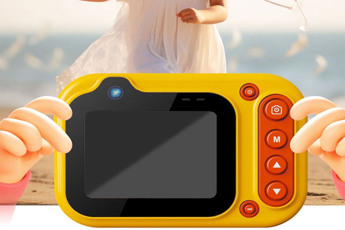 Swimming Camera Kids Digital Underwater Dual-Screen Camera for Swimming Sports Shoots-Yellow Color