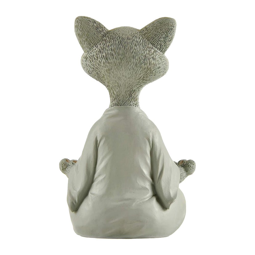 Whimsical Cat Buddha Figurine Meditation Yoga Decor Crafts Gifts 18cm-Gray