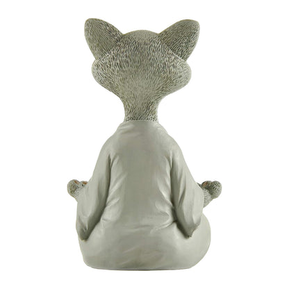 Whimsical Cat Buddha Figurine Meditation Yoga Decor Crafts Gifts 18cm-Gray