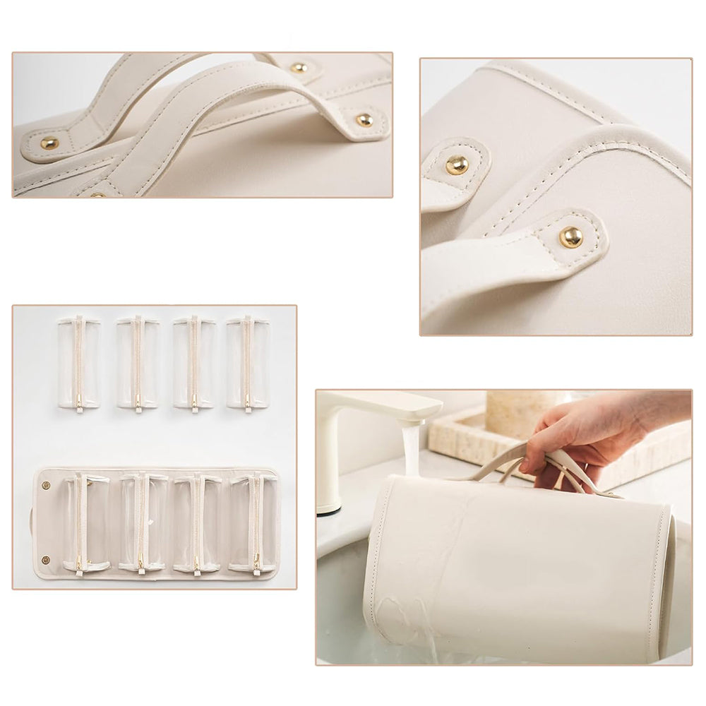 Travel Foldable Makeup Organizer Bag Portable Toiletry Bag Cosmetic Bag with Divider Pouch