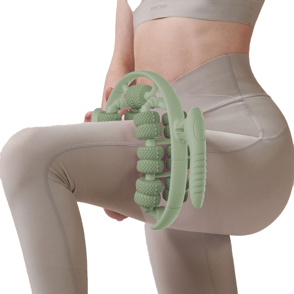 26 Wheels Annular Leg Clamp Massager Leg Massage Device Manual Muscle Relaxer Green
