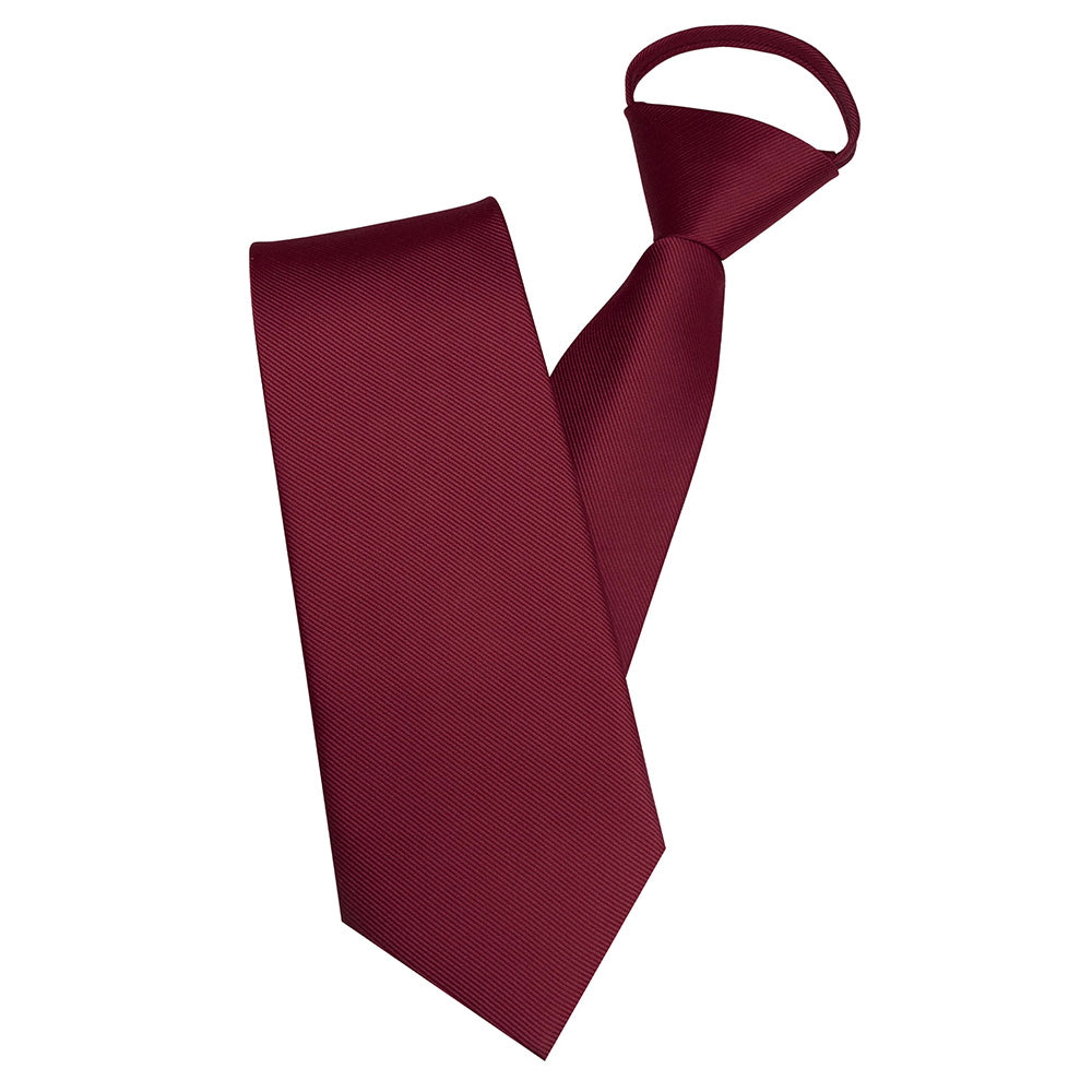 Pre-tied Zipper Tie Ready to Wear Solid Colour Business Necktie Red