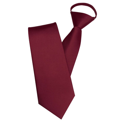 Pre-tied Zipper Tie Ready to Wear Solid Colour Business Necktie Red