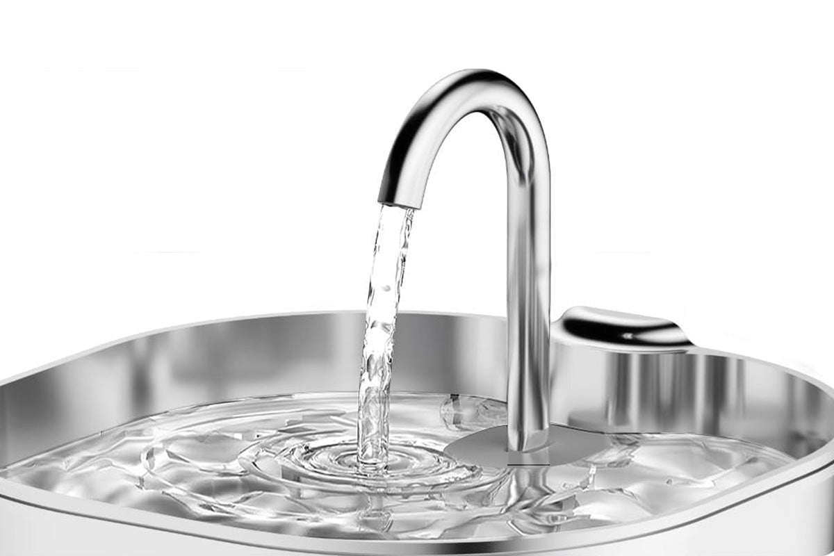 USB 2.2L Stainless Steel Pet Water Fountain - Long Window