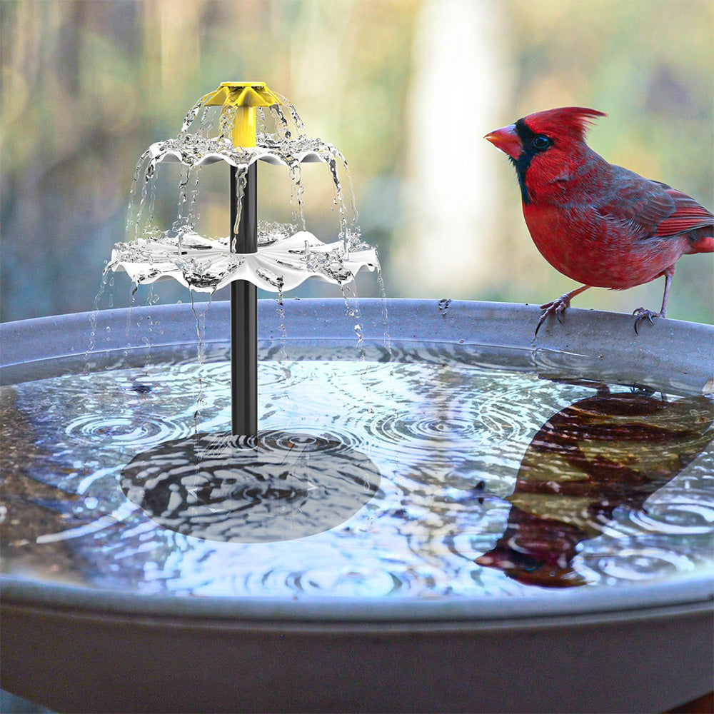 3-Tier Solar Bird Bath Fountain Waterfall Water Pump for Birdbath Garden Backyard Pond Pool Outdoor Decoration