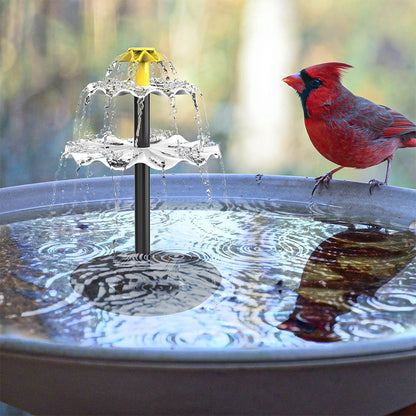 3-Tier Solar Bird Bath Fountain Waterfall Water Pump for Birdbath Garden Backyard Pond Pool Outdoor Decoration