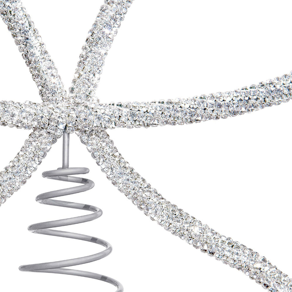 Sparkling Christmas Tree Top Bow Elegant Holiday Decoration Silver