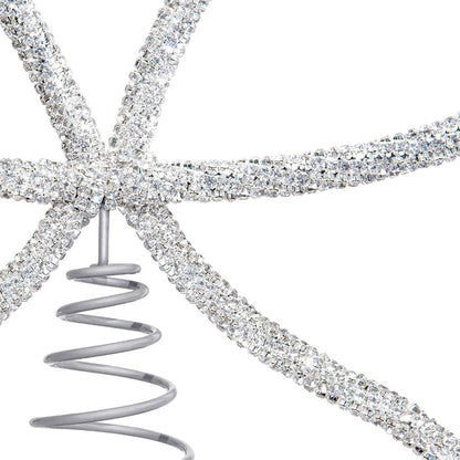 Sparkling Christmas Tree Top Bow Elegant Holiday Decoration Silver