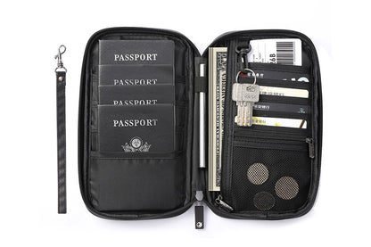 Travel Wallet and Family Passport Holder RFID Blocking Document Organizer-Black