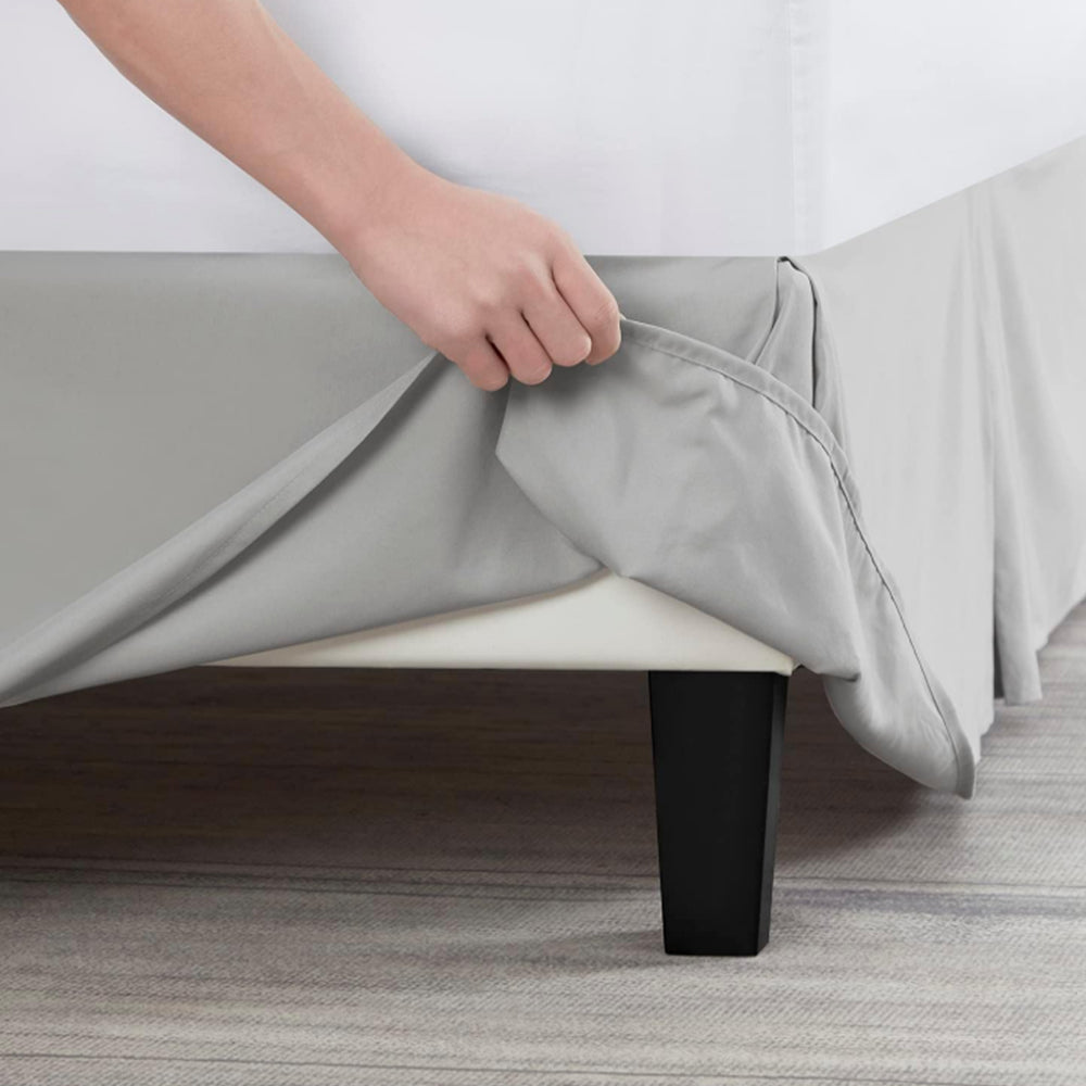 Pleated Bed Skirt Easy Fit Bed Drop Wrap Light Grey