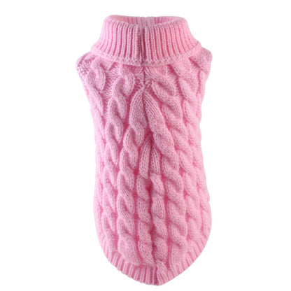 Puppy Dog Jumper Winter Warm Knitted Sweater Pet Clothes for Small Dogs Coat -Pink