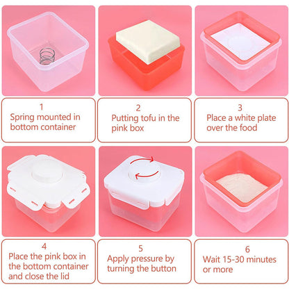 Tofu Press Marinating Dish Tofu Presser Drainer with Drip Tray Removing Water Moisture Red