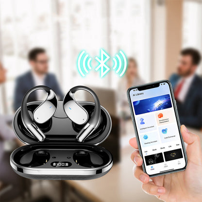 115-Language Wireless AI Translator Headphone Bluetooth Earbuds with Charging Case Black