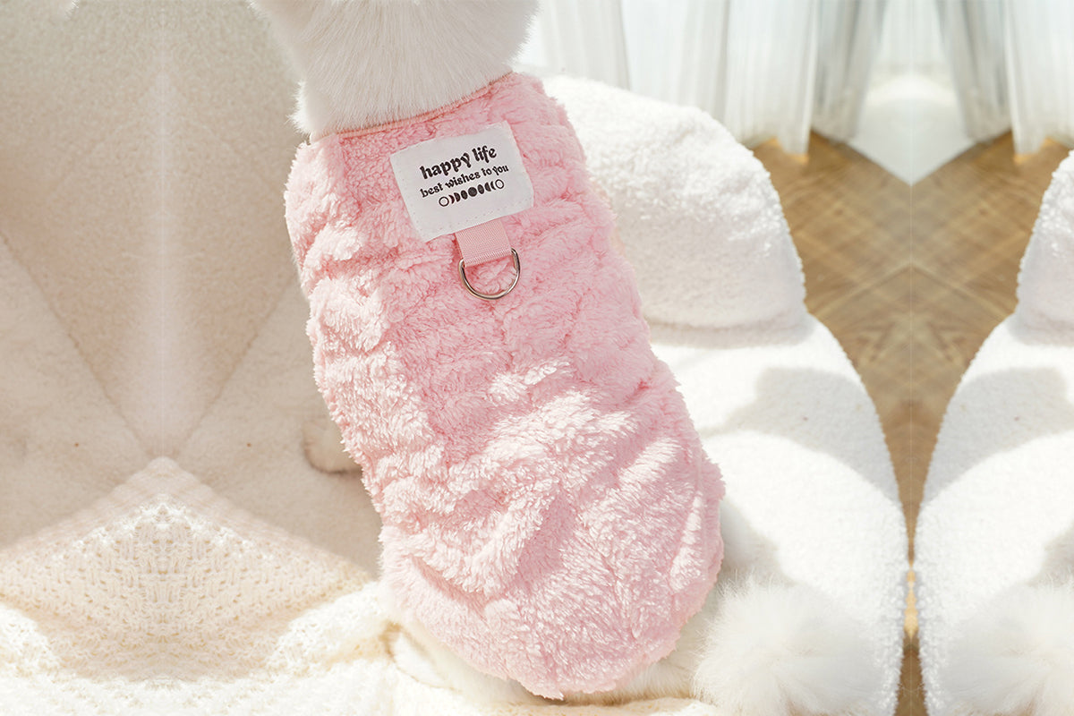 Sherpa Fleece Dog Jumper Sweater with D-Ring for Small Dogs Chihuahua Yorkshire -Pink