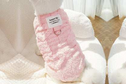 Sherpa Fleece Dog Jumper Sweater with D-Ring for Small Dogs Chihuahua Yorkshire -Pink