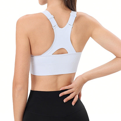 Women Adjustable Sports Bra Wide Strap Design for Running and Gym Fitness-White