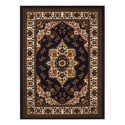 Crystal Velvet Vintage Boho Rug Non-Slip Floor Carpet for Bedroom Dining Room-Brown