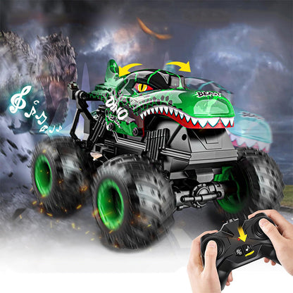 1:20 Scale RC Monster Truck Dinosaur Toy Car with Lights and Music Green