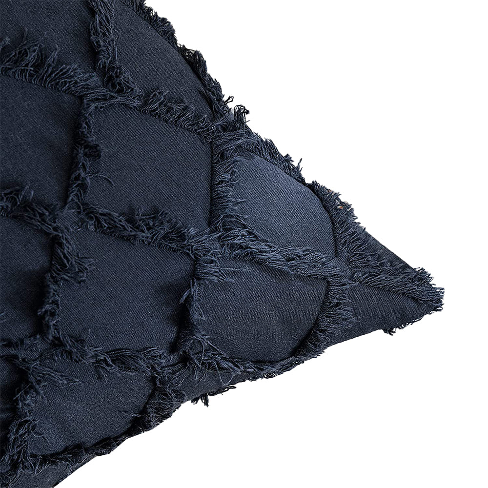 2pcs Throw Pillow Covers Plaid Textured Cushion Covers Broadside for Couch Living Room Home Decoration -Navy blue