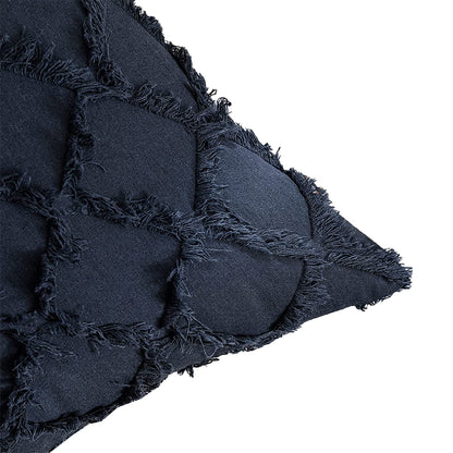 2pcs Throw Pillow Covers Plaid Textured Cushion Covers Broadside for Couch Living Room Home Decoration -Navy blue