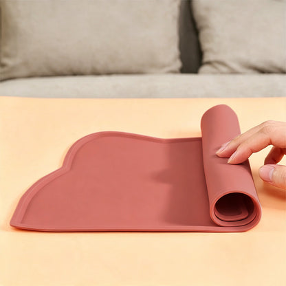 Silicone Pet Feeding Mat with Raised Spill Edge - Pink