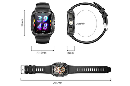Military Smart Watch for Men Heart Rate Sleep Monitor IPX8 Waterproof for Android iOS -Black and White