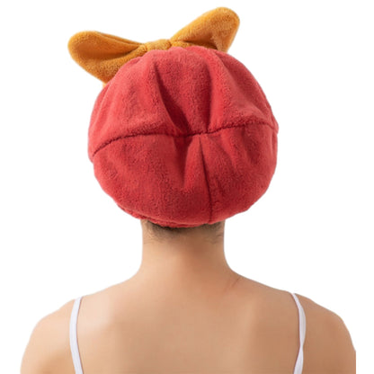 2Pcs Set Quick Absorbent Drying Hair Caps with Bow-Knot Hair Turban Wrap for Women Style 1