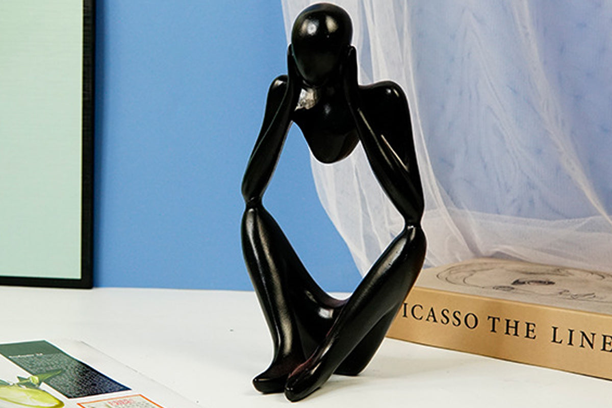 Thinker Statue Resin Abstract Sculpture Thinker Man Statue Collectible Figurines Art Home Office Table Desk Bookshelf Decor-Style 3