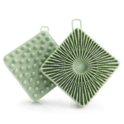 Dual-Sided Silicone Shower Body Brush ââ‚?Soft & Firm Exfoliating Scrubber Green